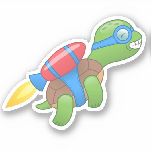 Flying Turtle mit einem Red Jetpack Aufkleber (Vorderseite)