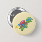 Flying Turtle mit einem Red Jetpack Gelb Button (Vorne & Hinten)