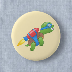 Flying Turtle mit einem Red Jetpack Gelb Button