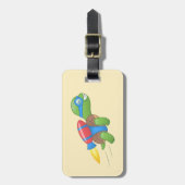 Flying Turtle mit einem Red Jetpack Gelb Gepäckanhänger (Vorderseite vertikal)