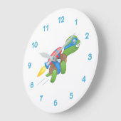 Flying Turtle mit einem Red Jetpack Große Wanduhr (Winkel)