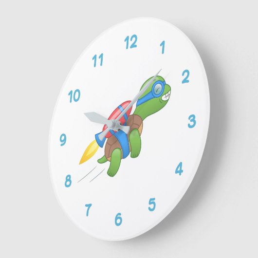 Flying Turtle mit einem Red Jetpack Große Wanduhr (Winkel)