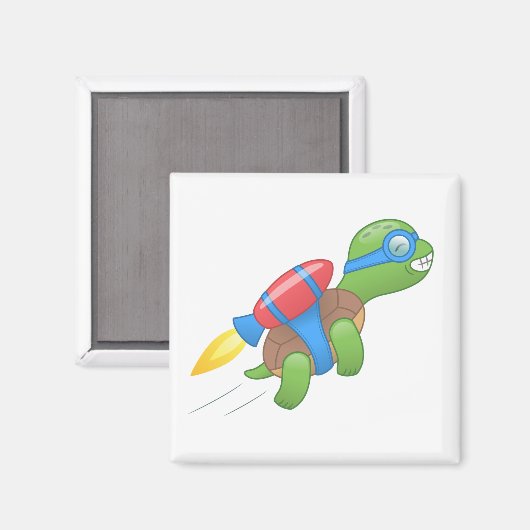 Flying Turtle mit einem Red Jetpack Magnet (Vorderseite/Rückseite)