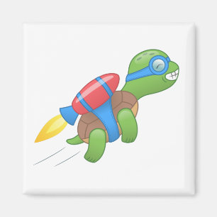 Flying Turtle mit einem Red Jetpack Magnet