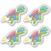 Flying Turtle mit einem Red Jetpack Set von 4 Aufk Aufkleber (Vorderseite)