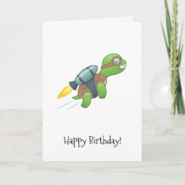 Flying Turtle mit Jetpack Geburtstag Karte