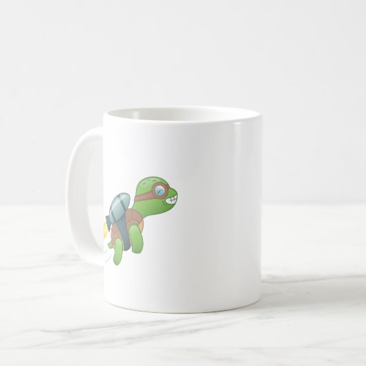 Flying Turtle mit Jetpack Kaffeetasse (Vorderseite Links)