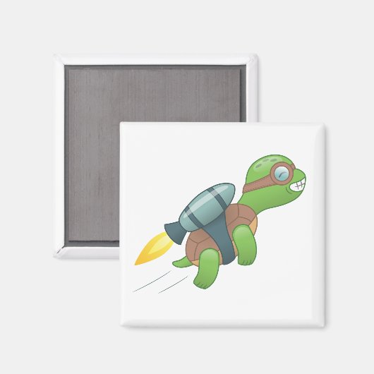 Flying Turtle mit Jetpack Magnet (Vorderseite/Rückseite)