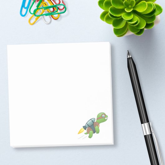 Flying Turtle mit Jetpack Post-it Klebezettel