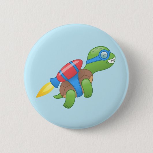 Flying Turtle mit Red Jetpack Blue Button (Vorderseite)
