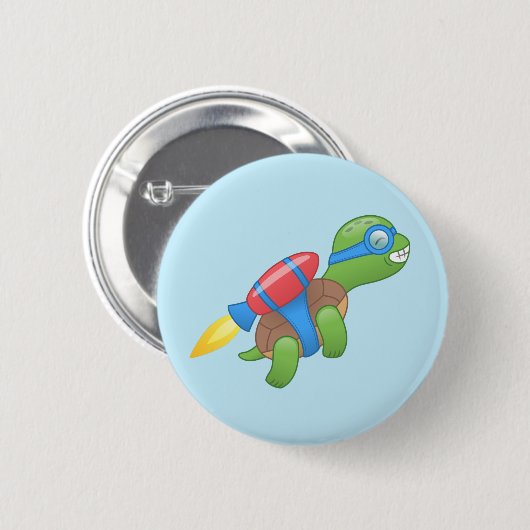 Flying Turtle mit Red Jetpack Blue Button (Vorne & Hinten)