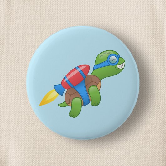 Flying Turtle mit Red Jetpack Blue Button