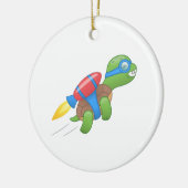 Flying Turtle mit Red Jetpack Keramik Ornament (Links)