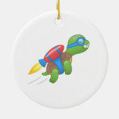 Flying Turtle mit Red Jetpack Keramik Ornament (Hinten)