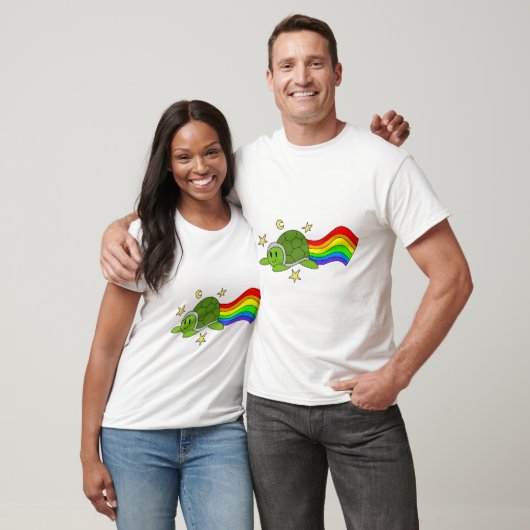 Flying Turtle Rainbow Sticker T-Shirt (Unisex)