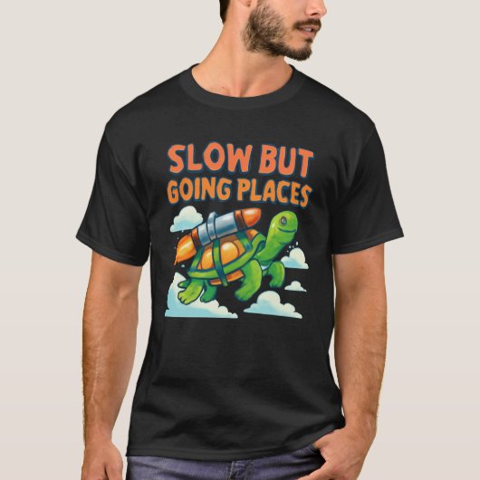 Flying Turtle with Jetpack - Langsame, aber bewegl T-Shirt (Vorderseite)