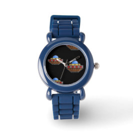 Flying ufo in schwarz armbanduhr