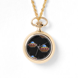 Flying ufo in schwarz armbanduhr