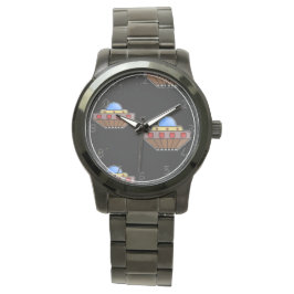 Flying ufo in schwarz armbanduhr