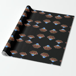 Flying ufo in schwarz geschenkpapier
