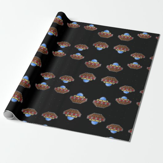 Flying ufo in schwarz geschenkpapier (Ungerollt)