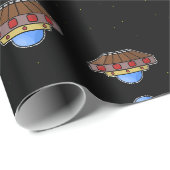 Flying ufo in schwarz geschenkpapier (Rolleneckpunkt)