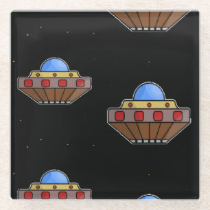 Flying ufo in schwarz glasuntersetzer