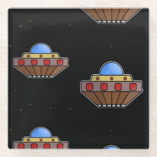 Flying ufo in schwarz glasuntersetzer (Vorderseite)