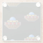 Flying ufo in schwarz glasuntersetzer (Rückseite)