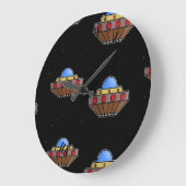Flying ufo in schwarz große wanduhr (Winkel)
