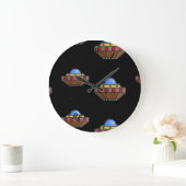 Flying ufo in schwarz große wanduhr (Zuhause)