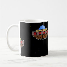 Flying ufo in schwarz kaffeetasse