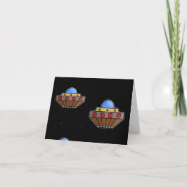 Flying ufo in schwarz karte