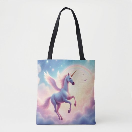 Flying Unicorn Bright Rainbow Clouds Illustration  Tasche (Vorderseite)