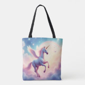 Flying Unicorn Bright Rainbow Clouds Illustration  Tasche (Rückseite)