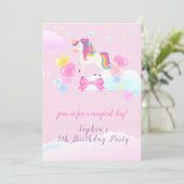 Flying Unicorn Einladung zum Geburtstag (Stehend Vorderseite)