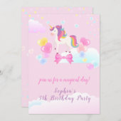 Flying Unicorn Einladung zum Geburtstag (Vorne/Hinten)