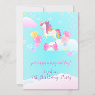 Flying Unicorn Einladung zum Geburtstag