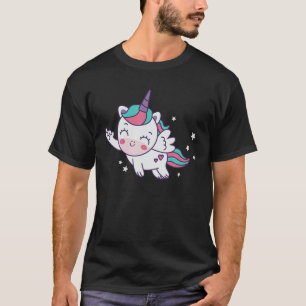 Flying Unicorn gibt Finger Funny Retro Unicorns T-Shirt