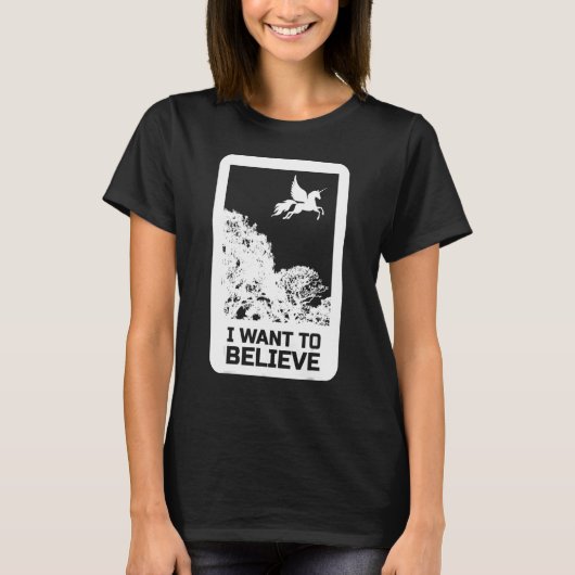 Flying Unicorn I Want To Believe Uap Outfit Alien T-Shirt (Vorderseite)