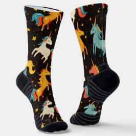 Flying Unicorn Pony Chalk Zeichnend Muster Schwarz Socken