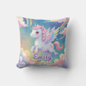 Flying Unicorn Rainbow Wings - bearbeitbarer Name Kissen (Vorderseite)