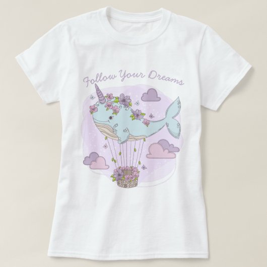 Flying Unicorn Whale T-Shirt (Design vorne)