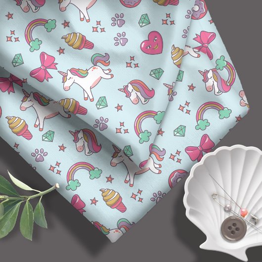 Flying Unicorns Rainbows Kawaii ID381 Stoff