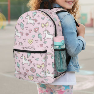 Flying Unicorns Rainbows Kawaii Pink ID381 Bedruckter Rucksack