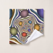 Flying Up, farbenfrohe, moderne, Abstrakte Fraktal Badhandtuch Set (Waschlappen)