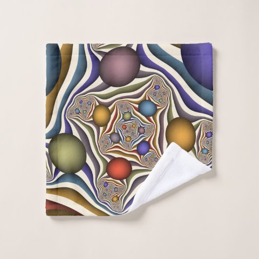 Flying Up, farbenfrohe, moderne, Abstrakte Fraktal Badhandtuch Set (Waschlappen)