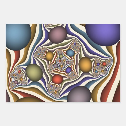 Flying Up, farbenfrohe, moderne, Abstrakte Fraktal Geschenkpapier Set (Vorderseite 2)