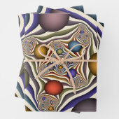 Flying Up, farbenfrohe, moderne, Abstrakte Fraktal Geschenkpapier Set (Beispiel)