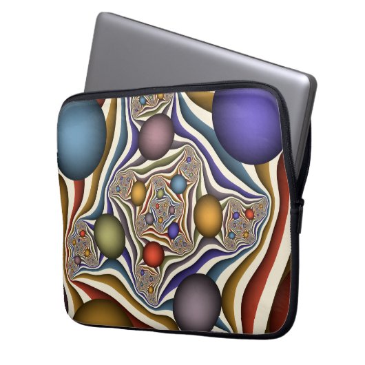 Flying Up, farbenfrohe, moderne, Abstrakte Fraktal Laptopschutzhülle (Vorderseite Links)